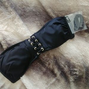 Nwt pink lace up bikini top!